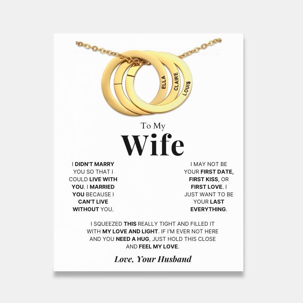 To My Wife – Interlocking Rings Necklace with Personalised Names