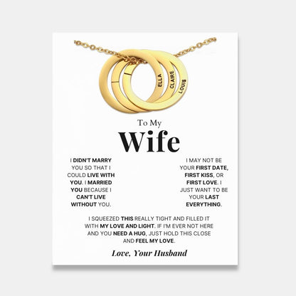 To My Wife – Interlocking Rings Necklace with Personalised Names