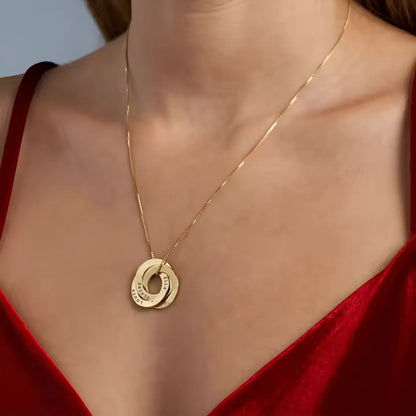 To My Wife - Interlocking Rings Necklace with Personalised Names