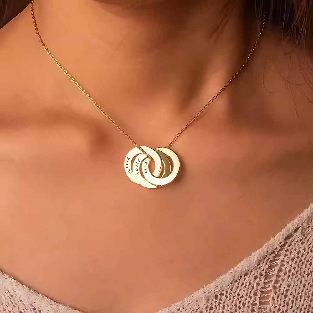 To My Wife - Interlocking Rings Necklace with Personalised Names