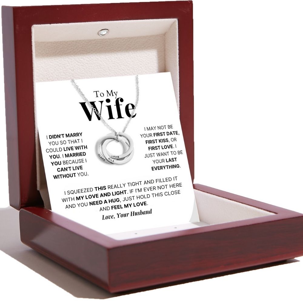 To My Wife – Interlocking Rings Necklace with Personalised Names