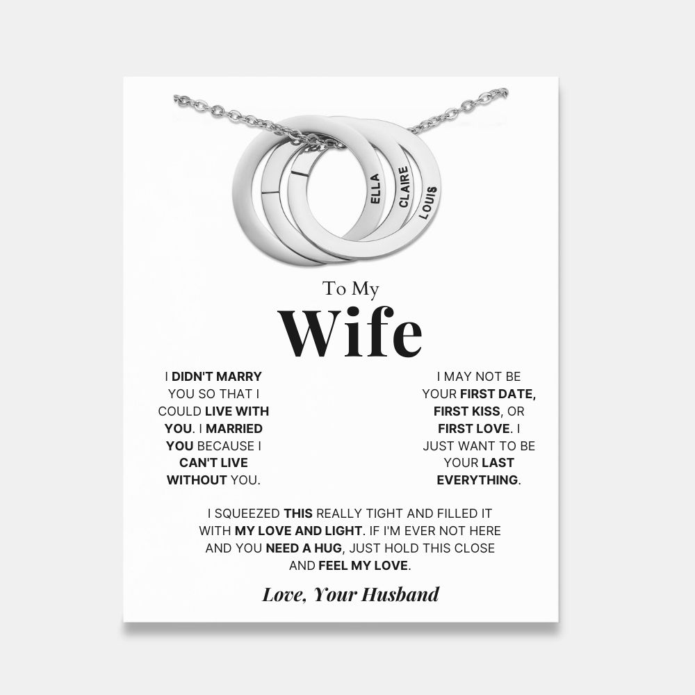 To My Wife – Interlocking Rings Necklace with Personalised Names