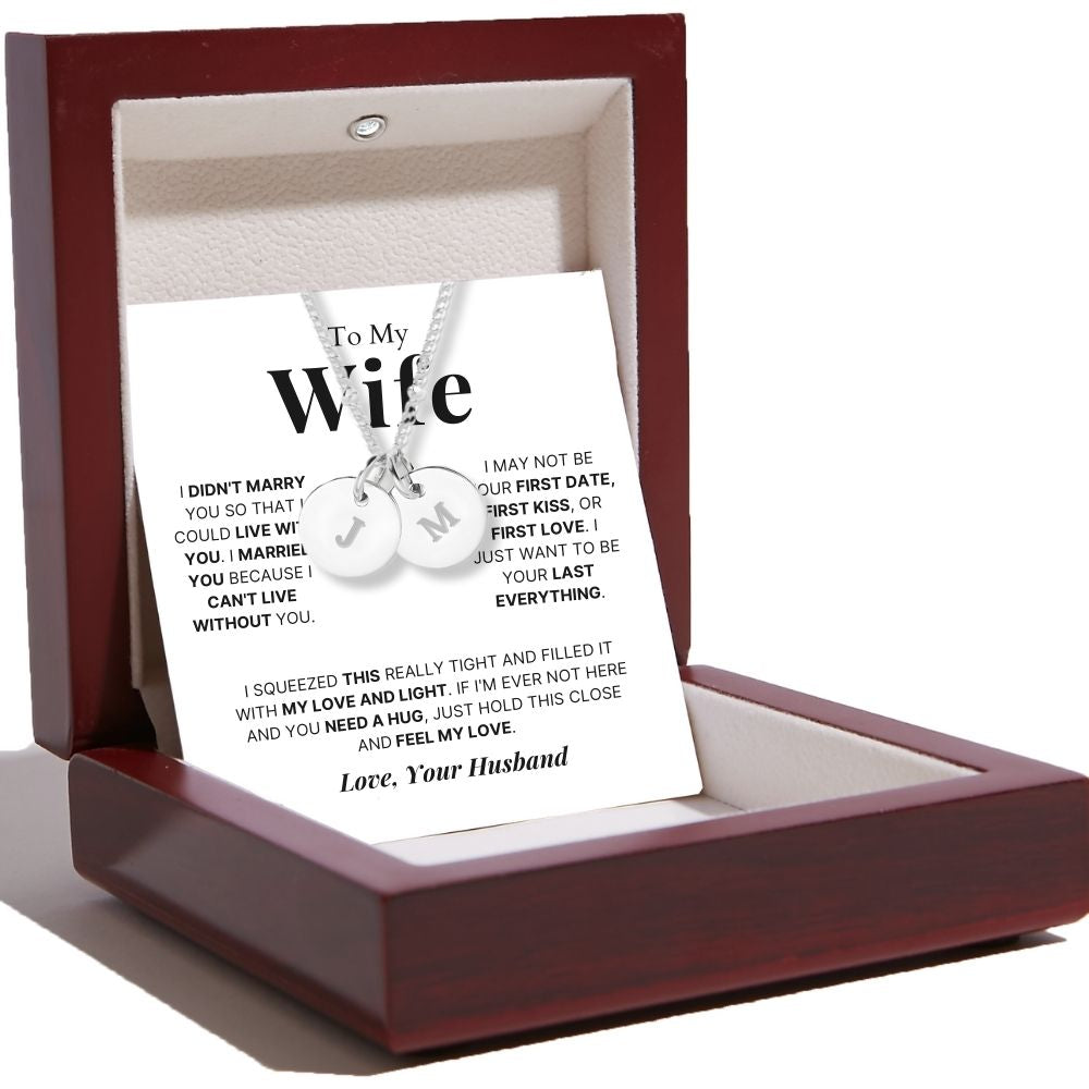 To My Wife - Disc Necklace With Engraved Initials