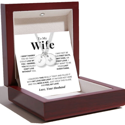 To My Wife - Disc Necklace With Engraved Initials