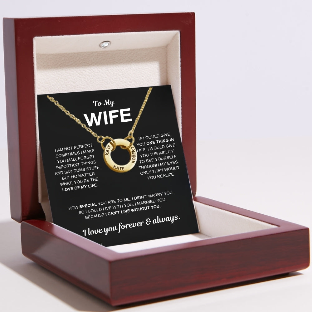 Circle Name Necklace for Wife