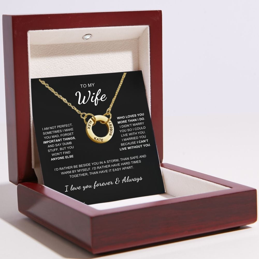 Circle Name Necklace for Wife