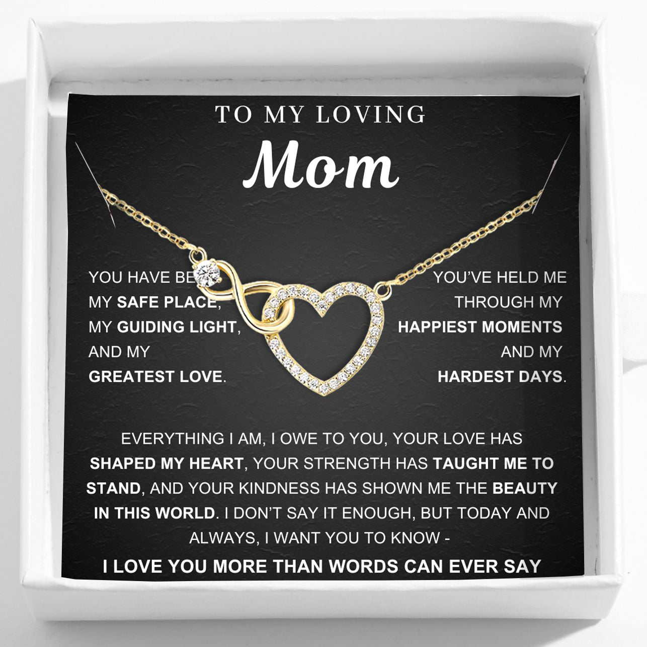 To My Mom – Infinity Heart Necklace & Card