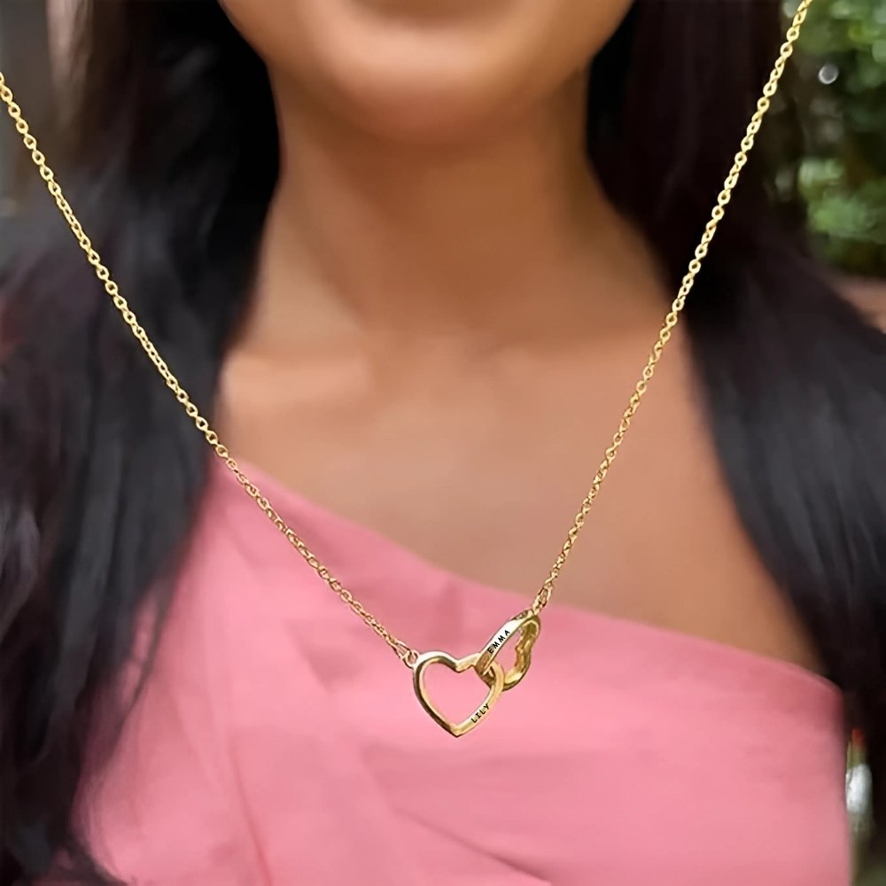 To My Granddaughter – Interlocking Hearts Name Necklace