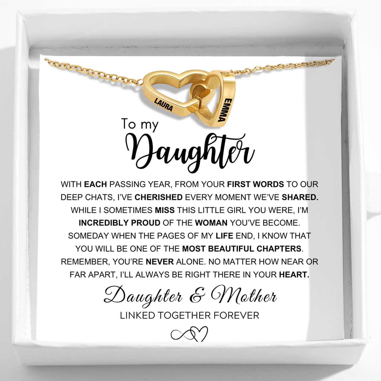 To My Daughter - Interlocking Hearts Name Necklace
