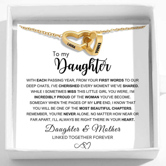 To My Daughter - Interlocking Hearts Name Necklace