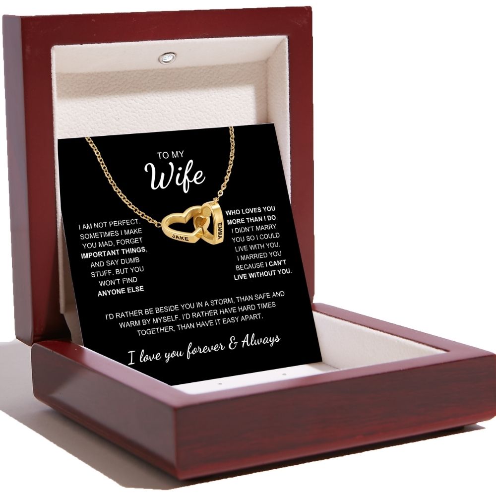 To My Wife - Interlocking Hearts Name Necklace