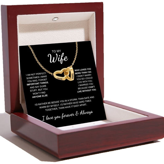 To My Wife - Interlocking Hearts Name Necklace