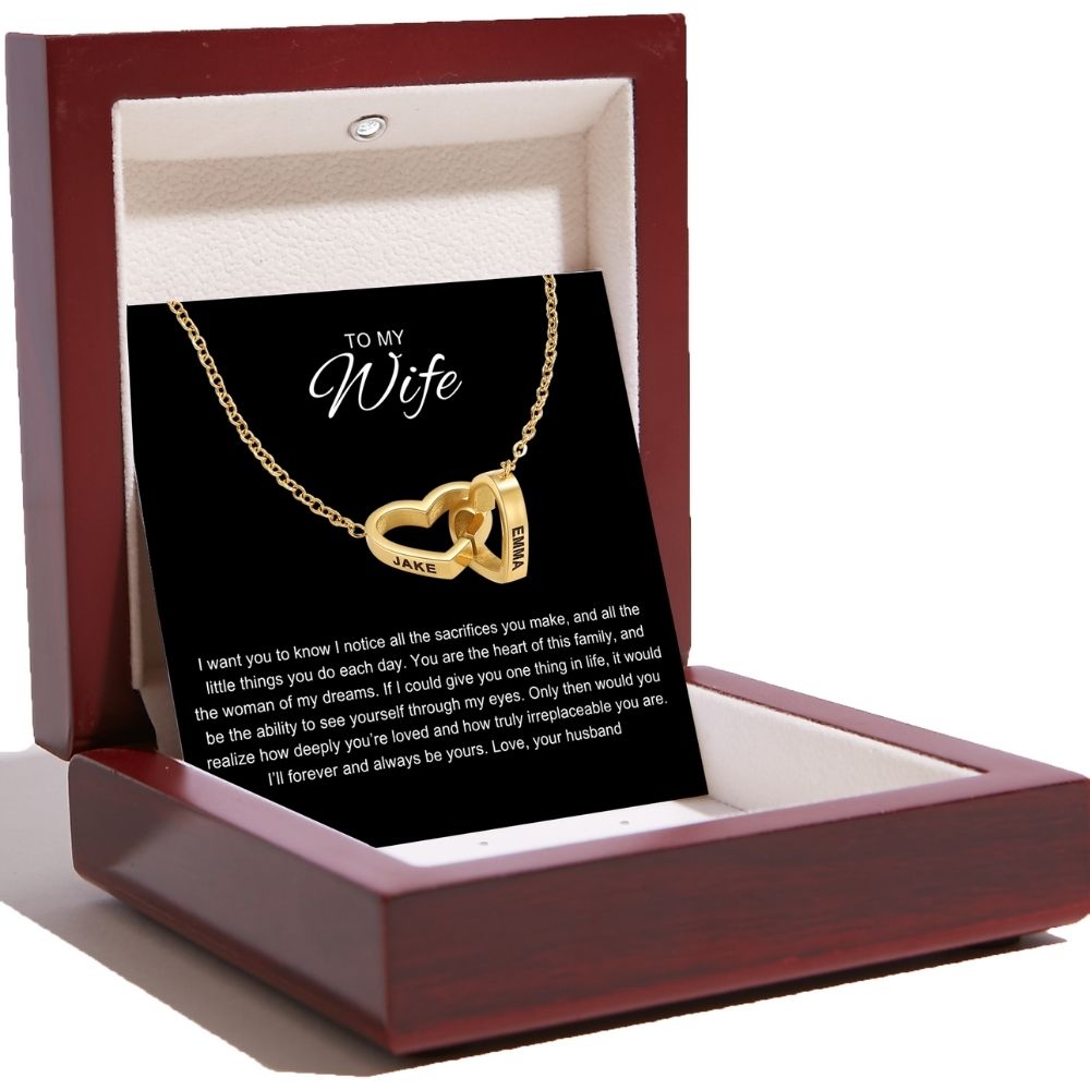 To My Wife - Interlocking Hearts Name Necklace