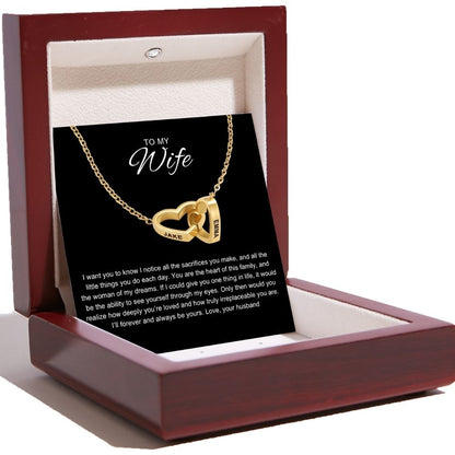 To My Wife - Interlocking Hearts Name Necklace