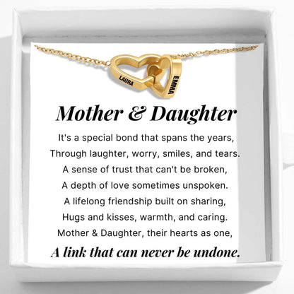 Mother & Daughter - Interlocking Hearts Name Necklace