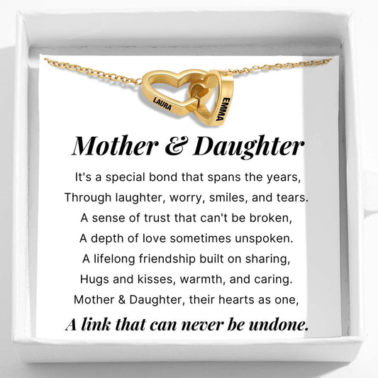 Mother & Daughter - Interlocking Hearts Name Necklace