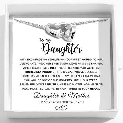 To My Daughter - Interlocking Hearts Name Necklace