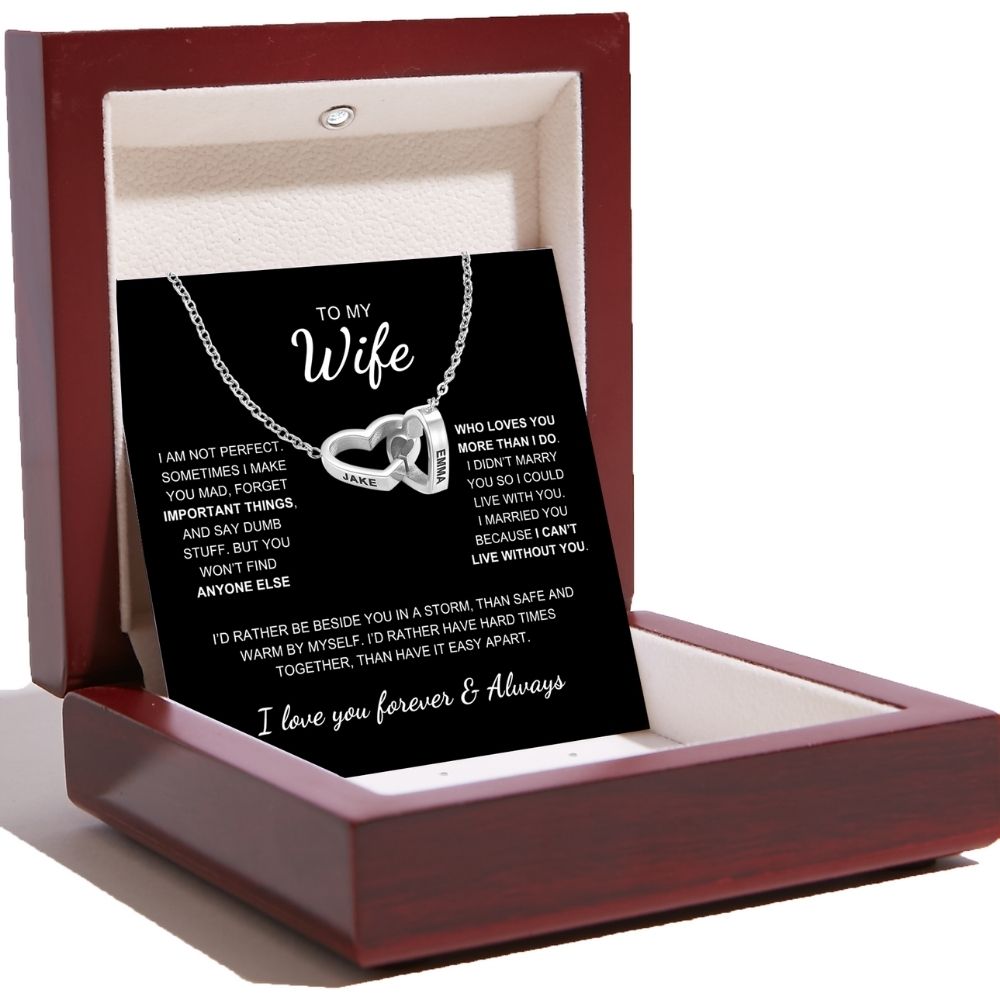 To My Wife - Interlocking Hearts Name Necklace