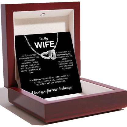To My Wife - Interlocking Hearts Name Necklace