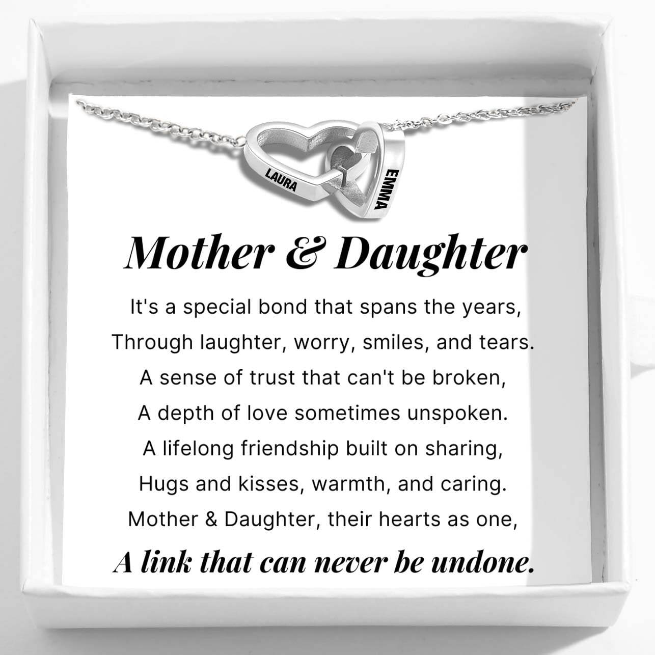 Mother & Daughter - Interlocking Hearts Name Necklace