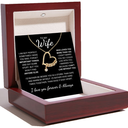 Charming Heart Necklace with Engraved Name Beads For Wife