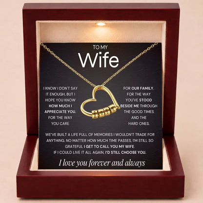 Charming Heart Engraved-Bead Necklace for Wife - Grateful To Call You My Wife