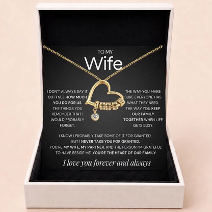 Charming Heart Engraved-Bead Necklace for Wife - Never Take You For Granted
