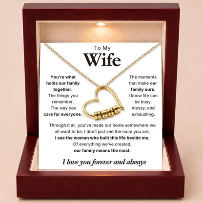 Charming Heart Engraved-Bead Necklace for Wife - You Hold Us Together