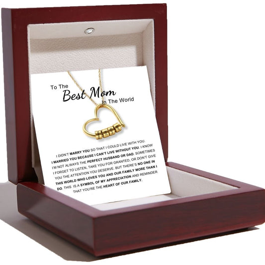 Charming Heart Necklace with Engraved Name Beads For Mom