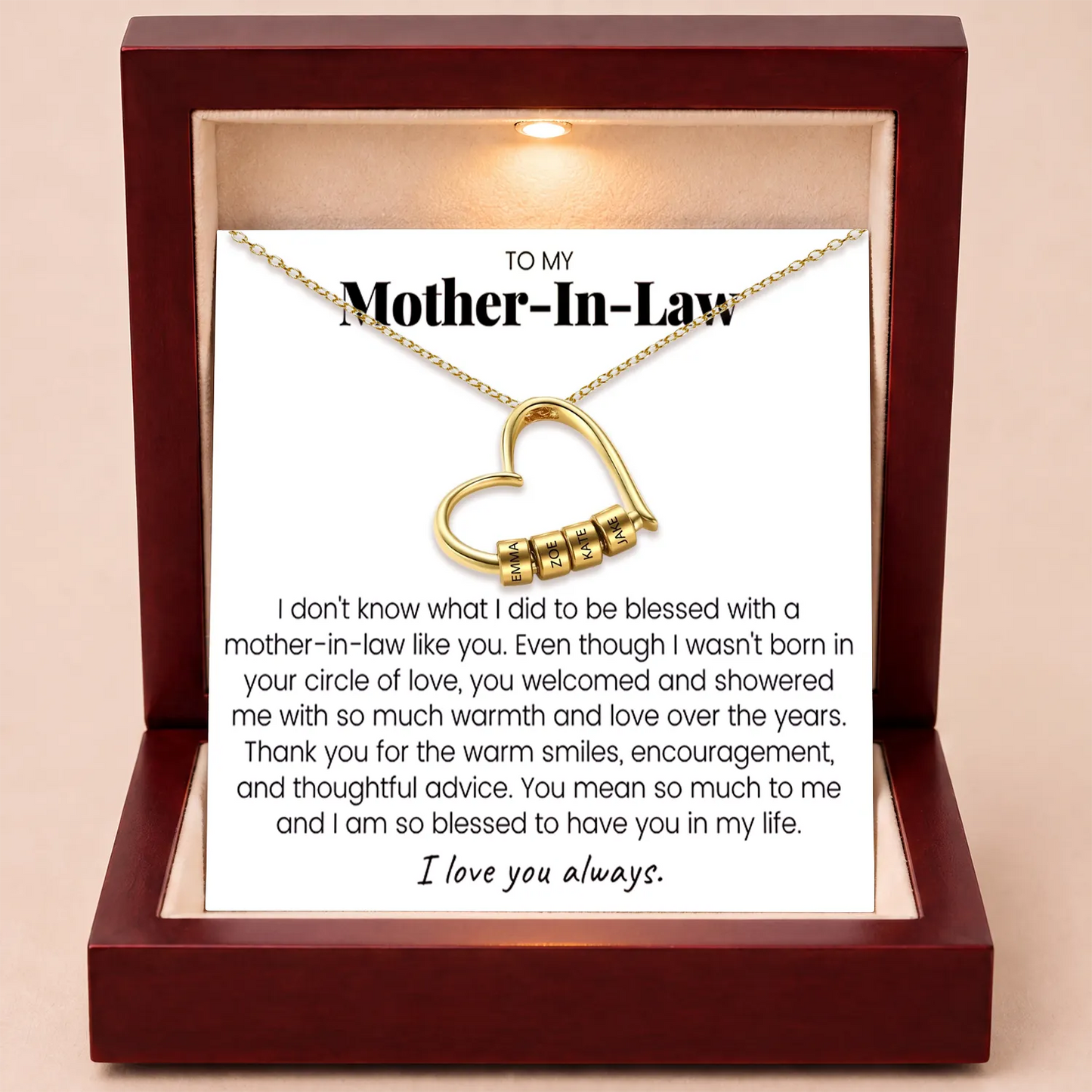 Charming Heart Engraved Necklace For Mother-In-Law