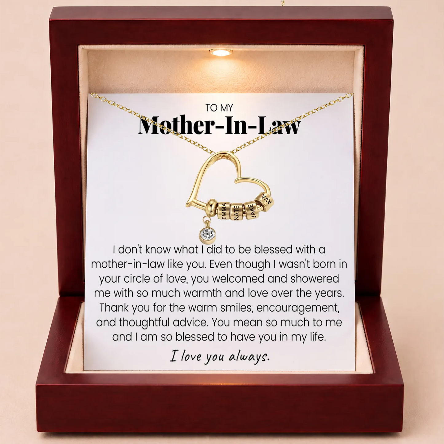Charming Heart Engraved Necklace For Mother-In-Law