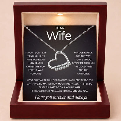 Charming Heart Engraved-Bead Necklace for Wife - Grateful To Call You My Wife
