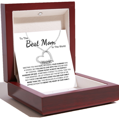 Charming Heart Necklace with Engraved Name Beads For Mom