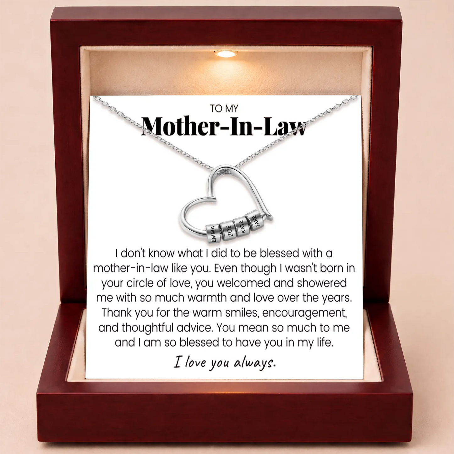 Charming Heart Engraved Necklace For Mother-In-Law