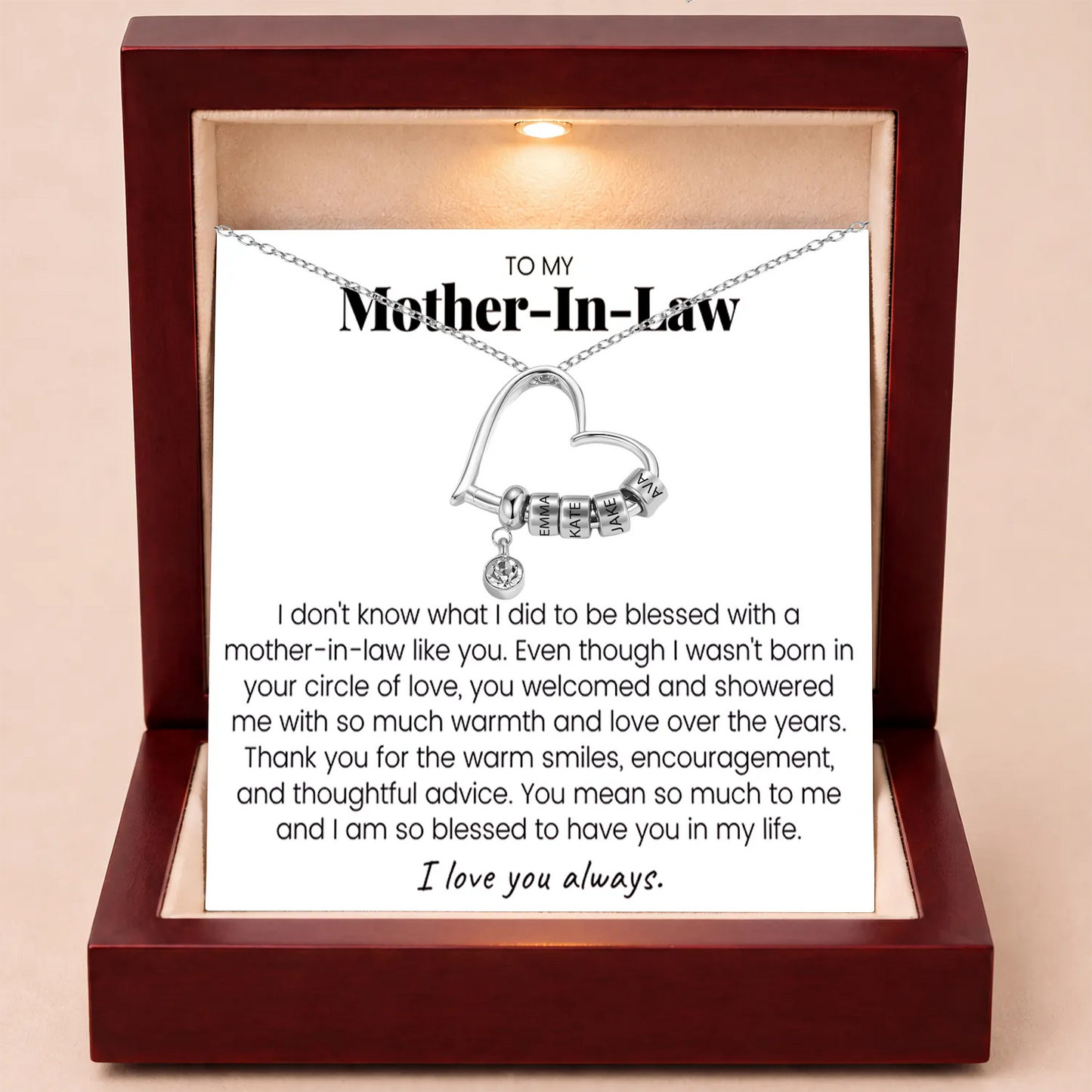 Charming Heart Engraved Necklace For Mother-In-Law