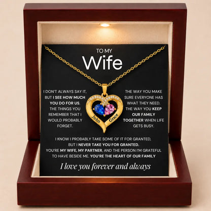 Together Forever Birthstone Heart Necklace For Wife - Never Take You For Granted
