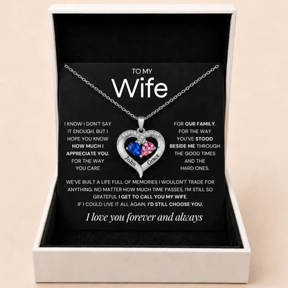 Together Forever Birthstone Heart Necklace For Wife - Grateful To Call You My Wife