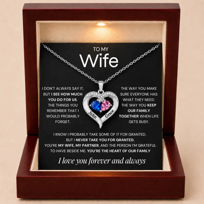 Together Forever Birthstone Heart Necklace For Wife - Never Take You For Granted
