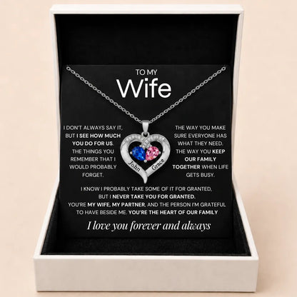 Together Forever Birthstone Heart Necklace For Wife - Never Take You For Granted