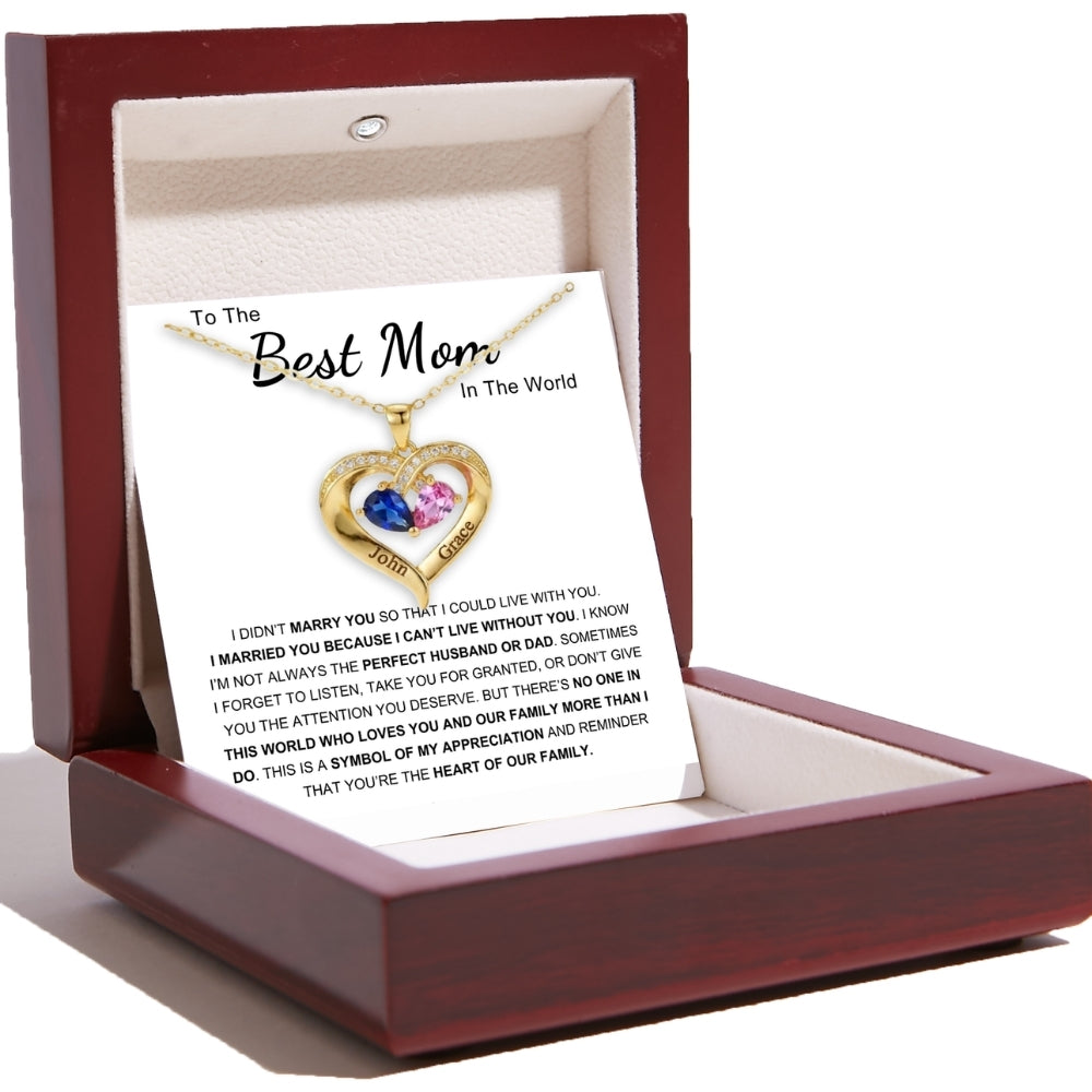 To The Best Mom – Together Forever Birthstone Heart Necklace