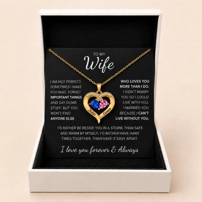 To My Wife – Together Forever Birthstone Heart Necklace