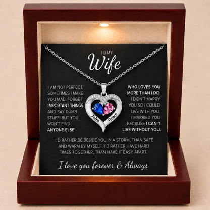 To My Wife – Together Forever Birthstone Heart Necklace