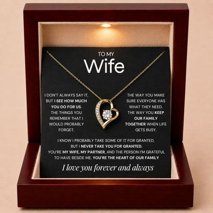 Love Heart Necklace For Wife - Never Take You For Granted