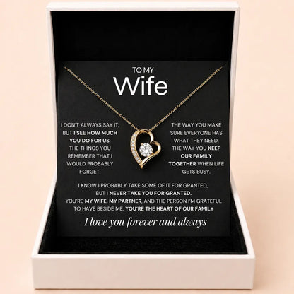 Love Heart Necklace For Wife - Never Take You For Granted