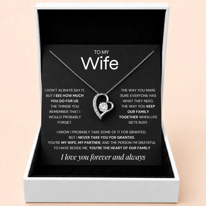 Love Heart Necklace For Wife - Never Take You For Granted