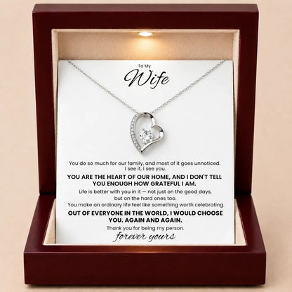Love Heart Necklace For Wife - You Are The Heart Of Our Home