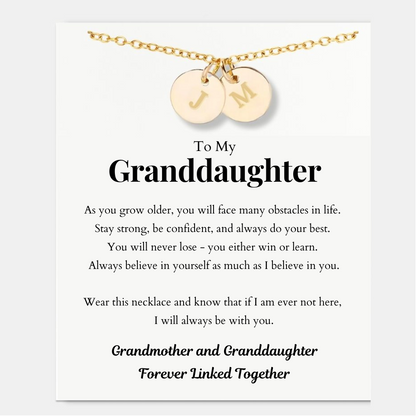 To My Granddaughter – Initials Disc Necklace