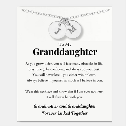 To My Granddaughter – Initials Disc Necklace