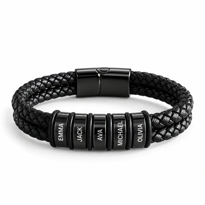 'Family Comes First' Mens Bracelet with Family Names