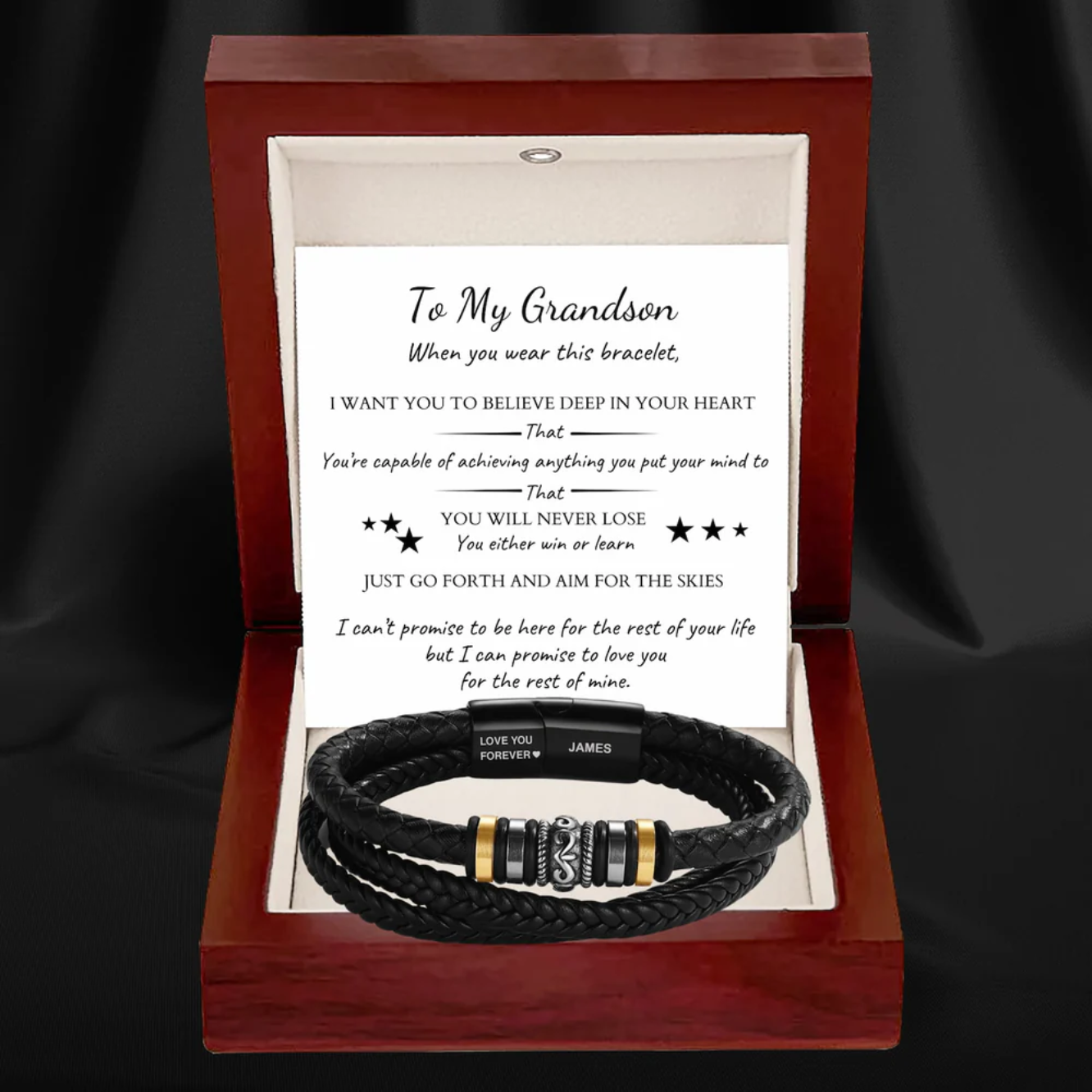 To My Grandson – ‘Love You Forever’ Personalized Name Bracelet